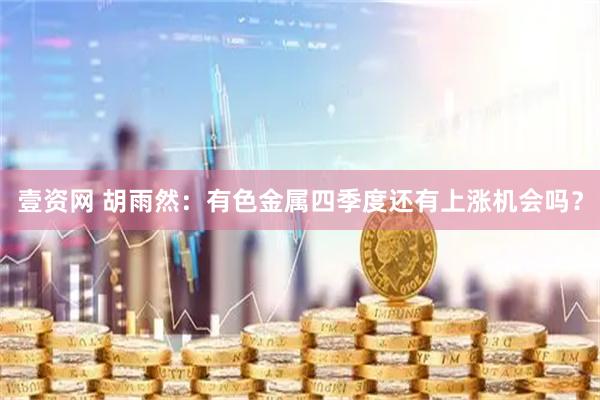 壹资网 胡雨然：有色金属四季度还有上涨机会吗？